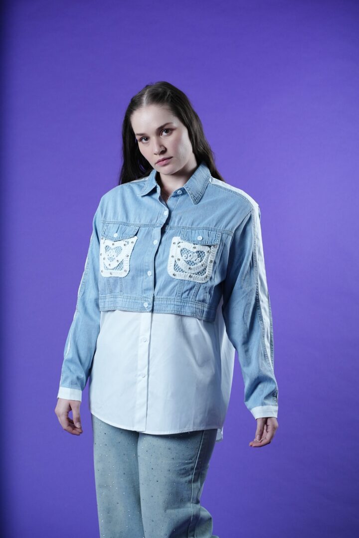 Stitch & Spark Half-N-Half Denim Shirt