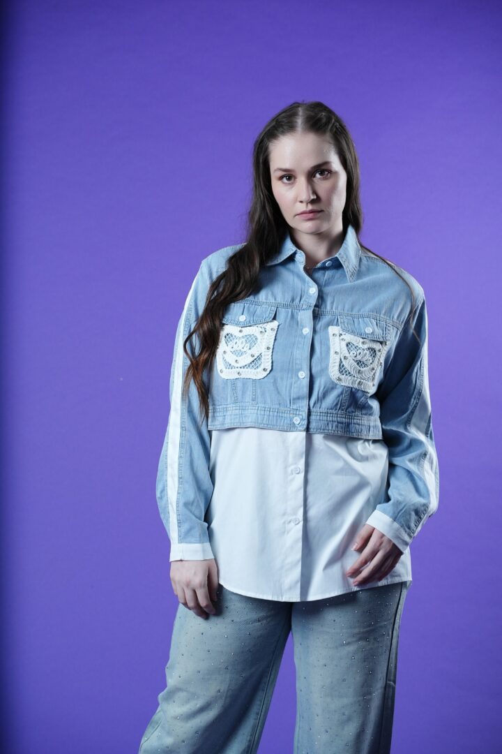 Stitch & Spark Half-N-Half Denim Shirt