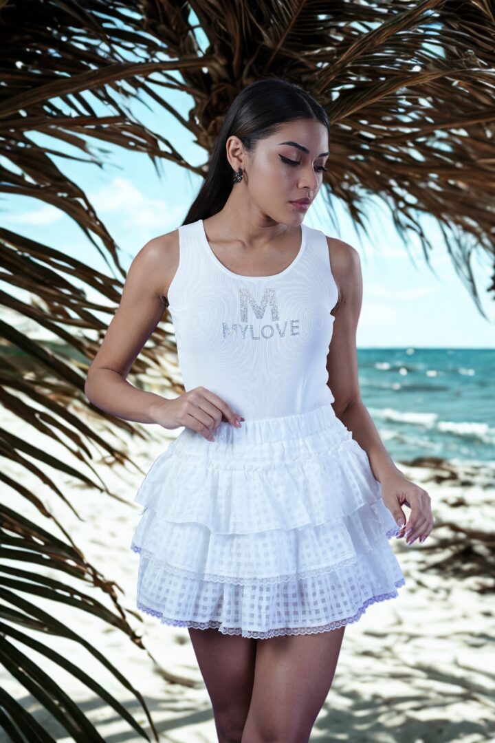 Marshmallow Check Mini Skirt